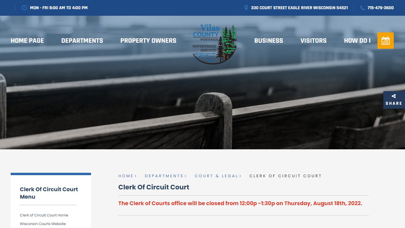 Clerk of Circuit Court - Vilas County