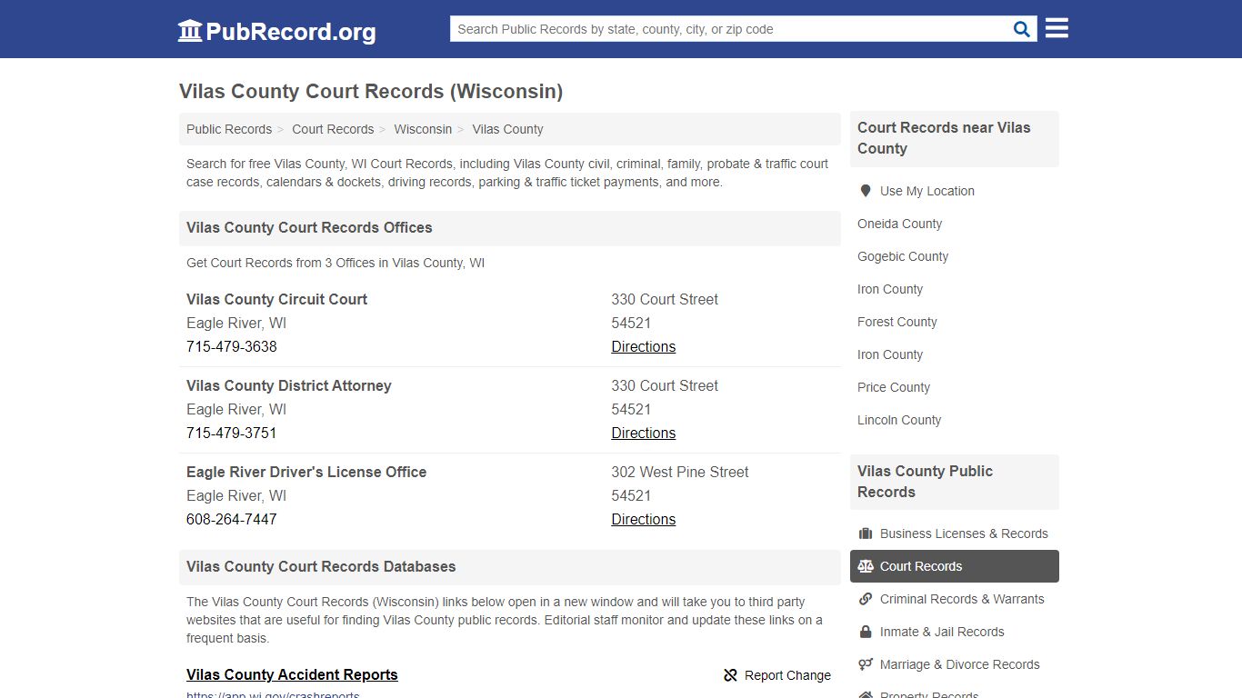 Free Vilas County Court Records (Wisconsin Court Records)