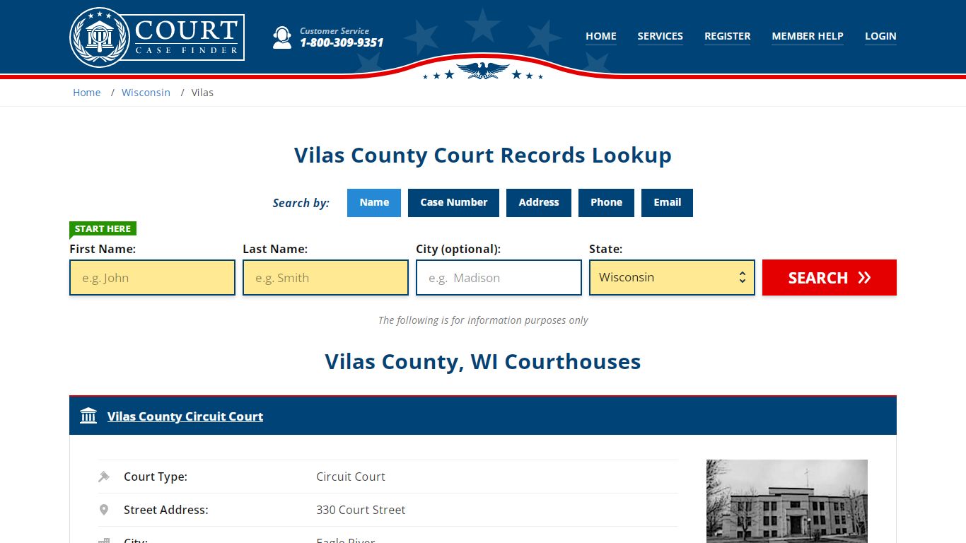 Vilas County Court Records | WI Case Lookup - CourtCaseFinder.com